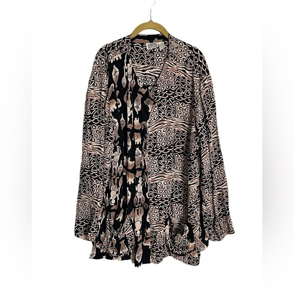 Chico's Sweaters - Chico’s Brown Black Aztec Button Down Cardigan 2/Large